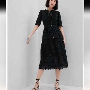 Gap Midi Eyelet Dress | NWT Size S, Black